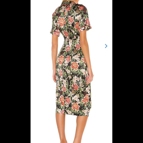 We Are HAH Perfectly Taylored Satin Floral Midi Wrap Dress Flock Together Noir S - Picture 3 of 12